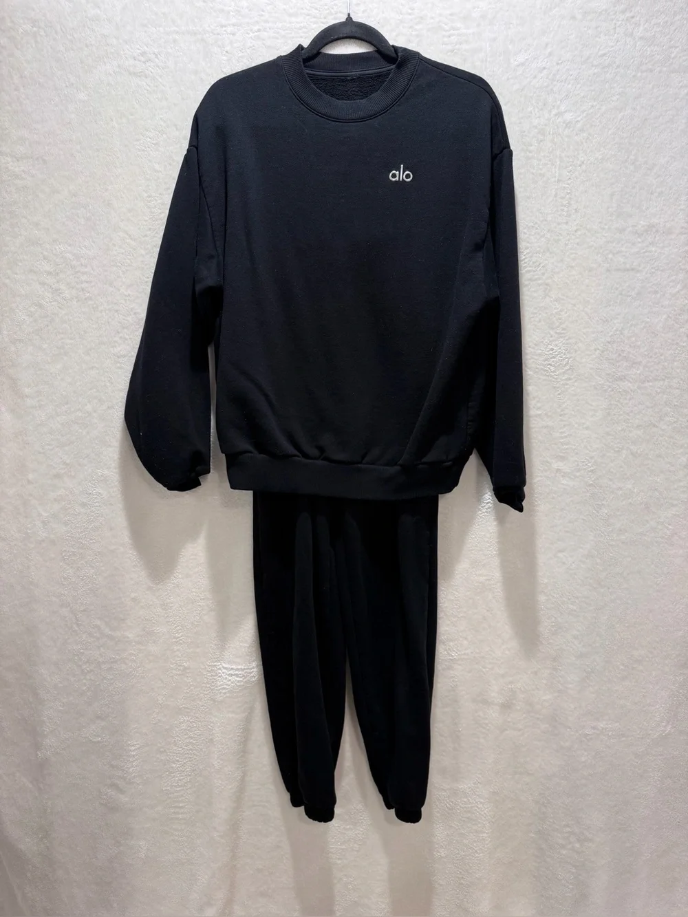 Alo Yoga Accolade Crewneck Sweatshirt Jogger Set Black XXS (CIGF003)